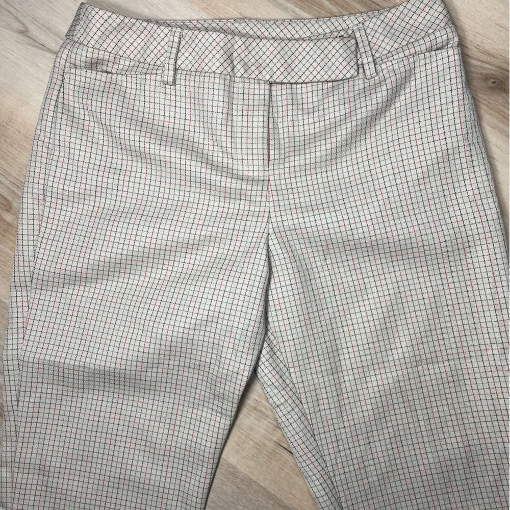 Ann Taylor LOFT Petite Ankle Pants Plaid Career Stretch‎ Beige 4P